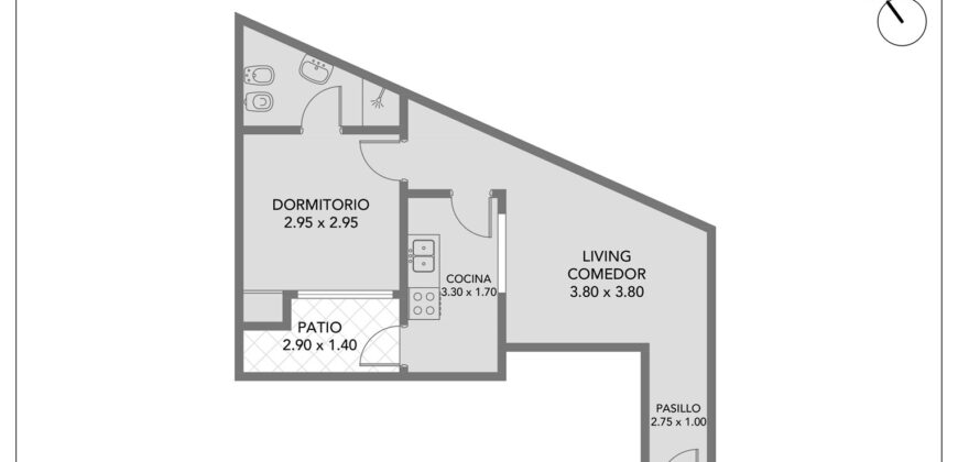 Departamento dos ambientes con patio APTO CREDITO Colegiales